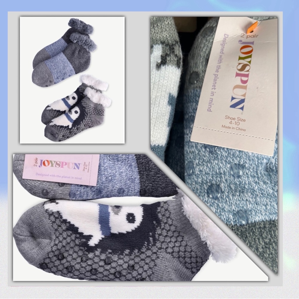 Joyspun Women's Knit Slipper Socks, 2-Pack, Size 4-10